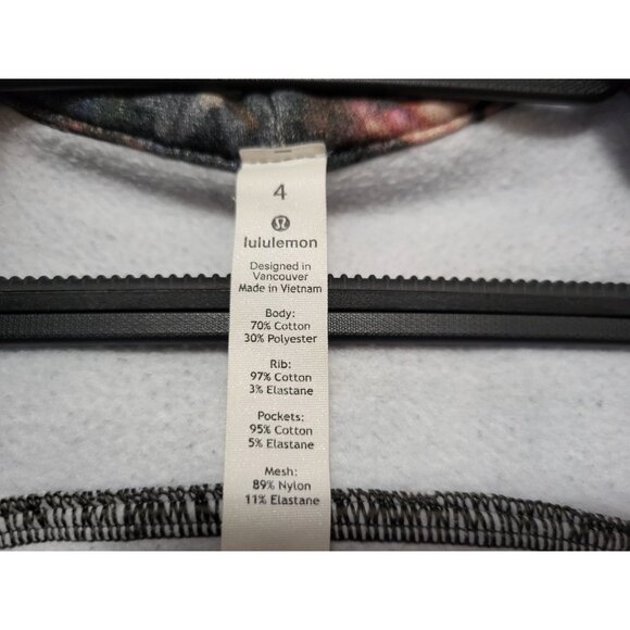 Lululemon Scuba Hoodie Floral Fleece Jacket Black Pink - Picture 13 of 15